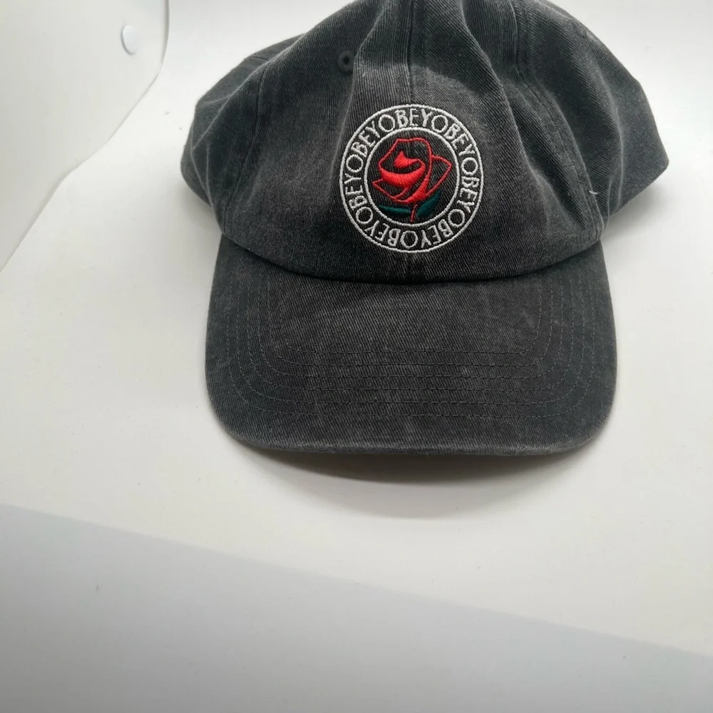 Obey Charcoal Gray Cap with Red Logo